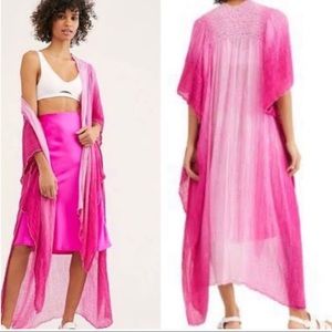 Free People Pink tie dye dip dye beach duster